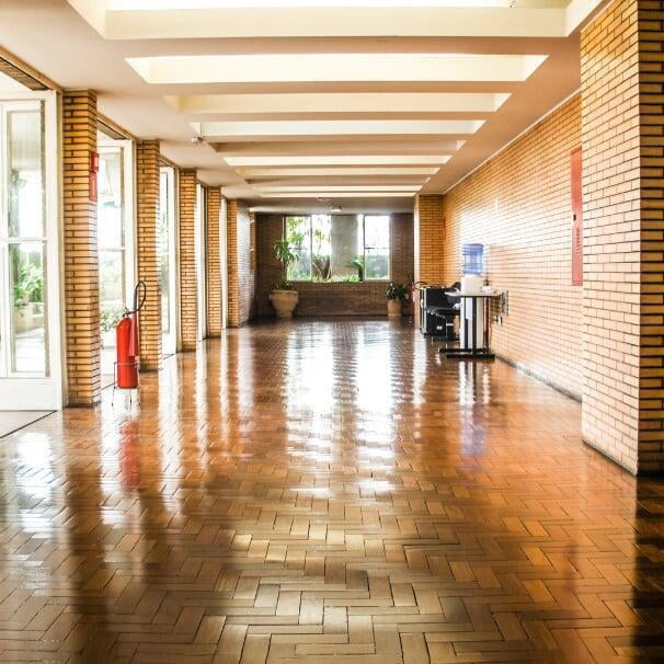 Picture of a tiled stone floor hallway